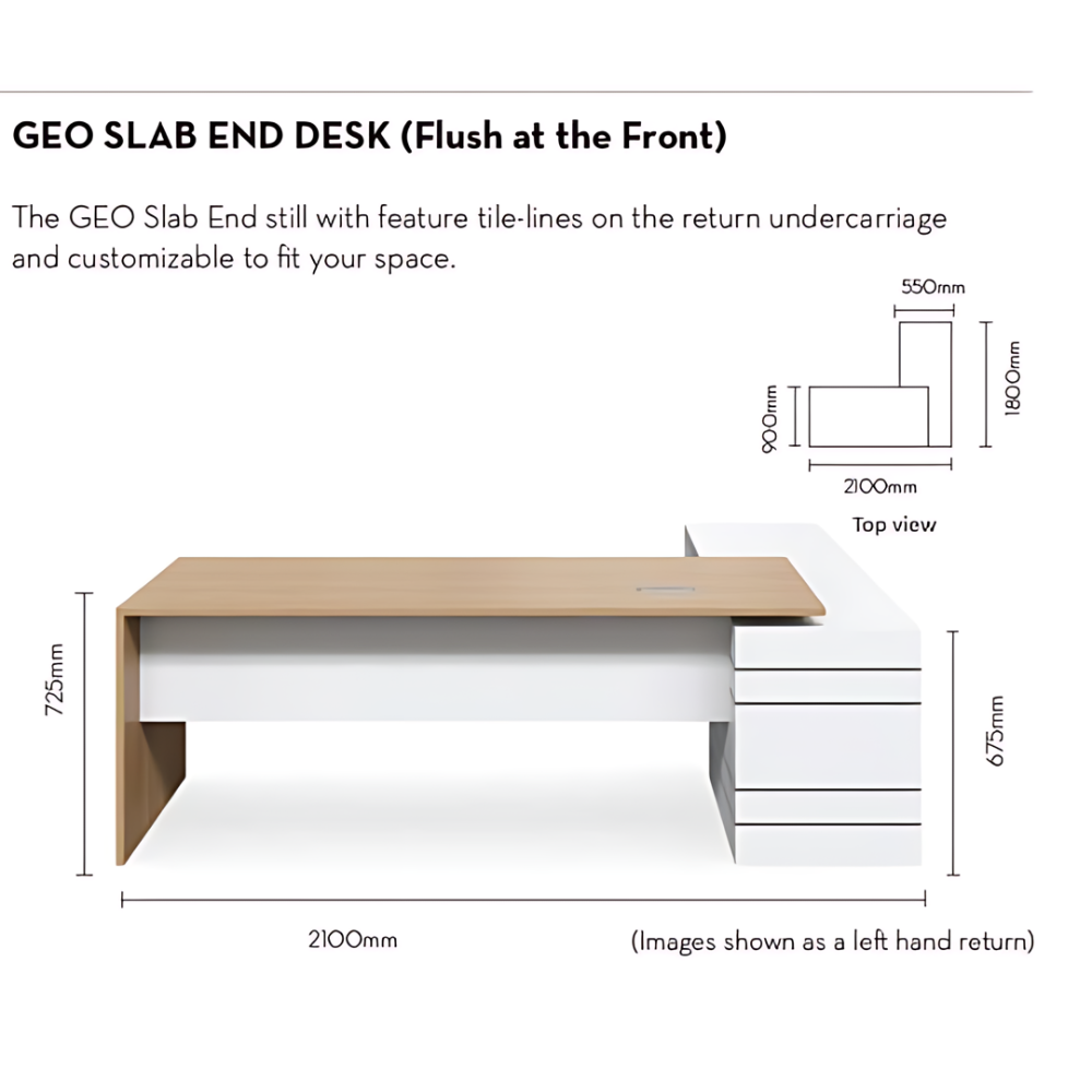 Geo Slab End Desk Flush at front